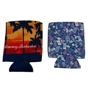 Tommy Bahama & Peter Millar Can Cooler Koozie Set Multicolor Palm Tree Bar